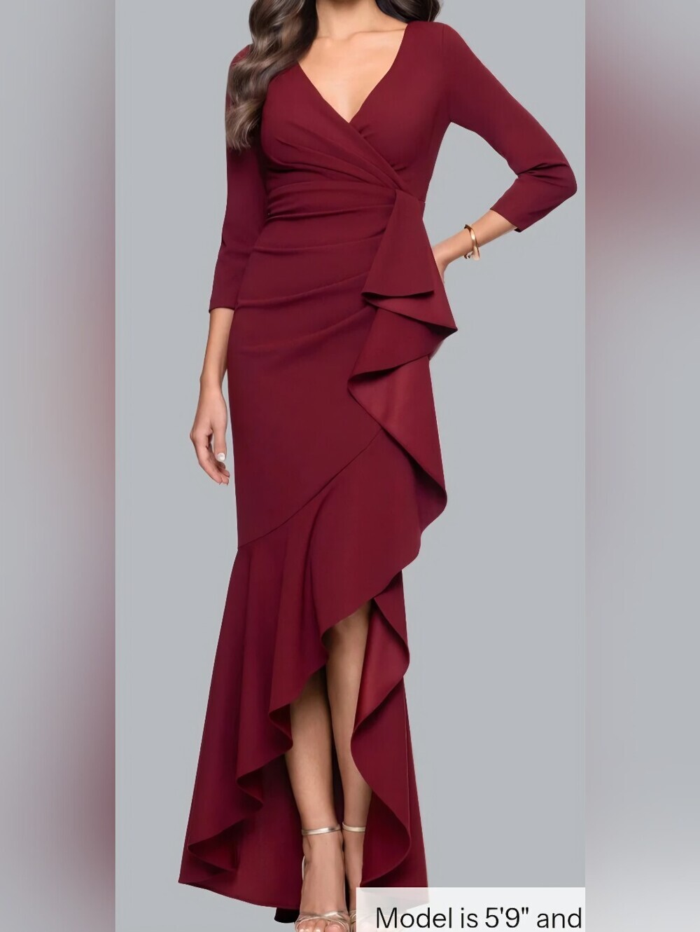 Betsy & Adam "Pauline" Scuba Crepe Floor Length Gown - Size 6